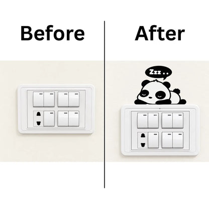 🐼 Sleeping Panda Switch Sticker (Pack of 4) | Waterproof Premium Vinyl | Fits Standard Switch Boards