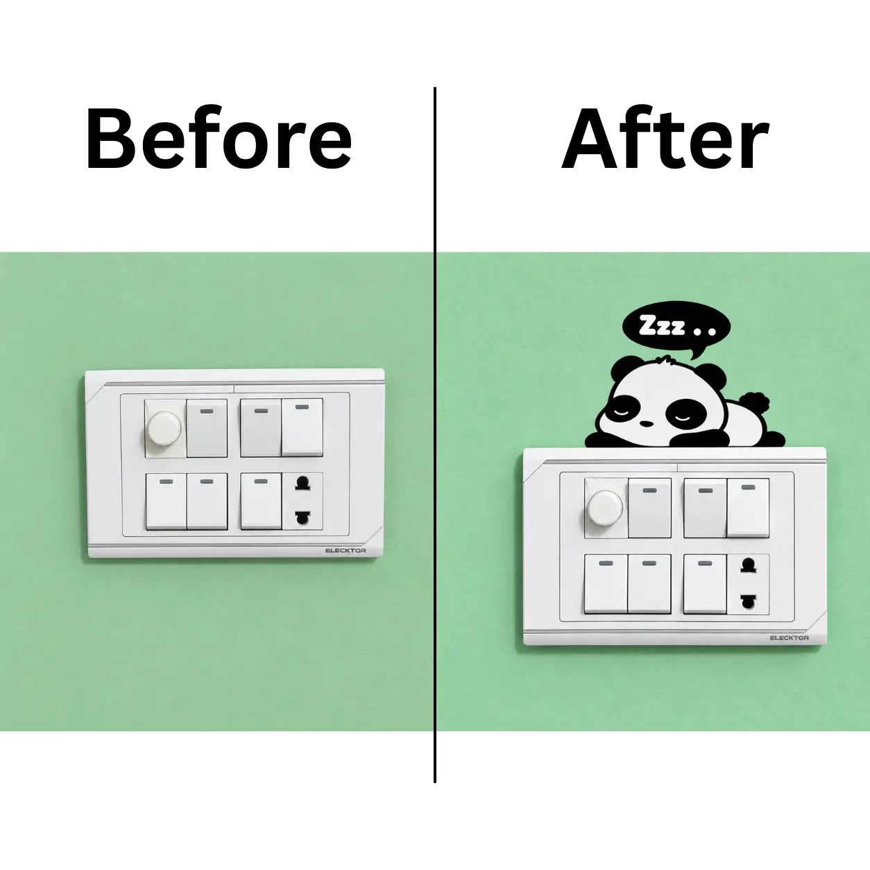 🐼 Sleeping Panda Switch Sticker (Pack of 4) | Waterproof Premium Vinyl | Fits Standard Switch Boards