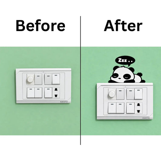 🐼 Sleeping Panda Switch Sticker (Pack of 4) | Waterproof Premium Vinyl | Fits Standard Switch Boards
