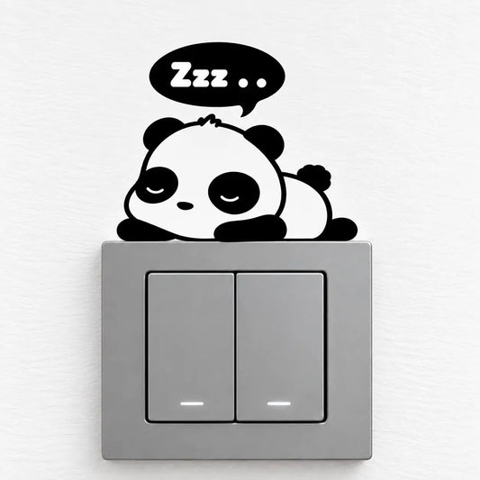 🐼 Sleeping Panda Switch Sticker (Pack of 4) | Waterproof Premium Vinyl | Fits Standard Switch Boards