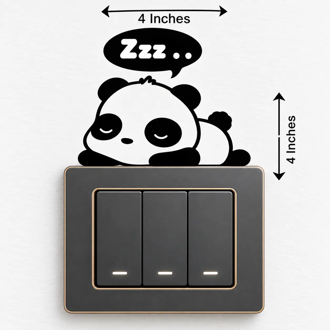 🐼 Sleeping Panda Switch Sticker (Pack of 4) | Waterproof Premium Vinyl | Fits Standard Switch Boards